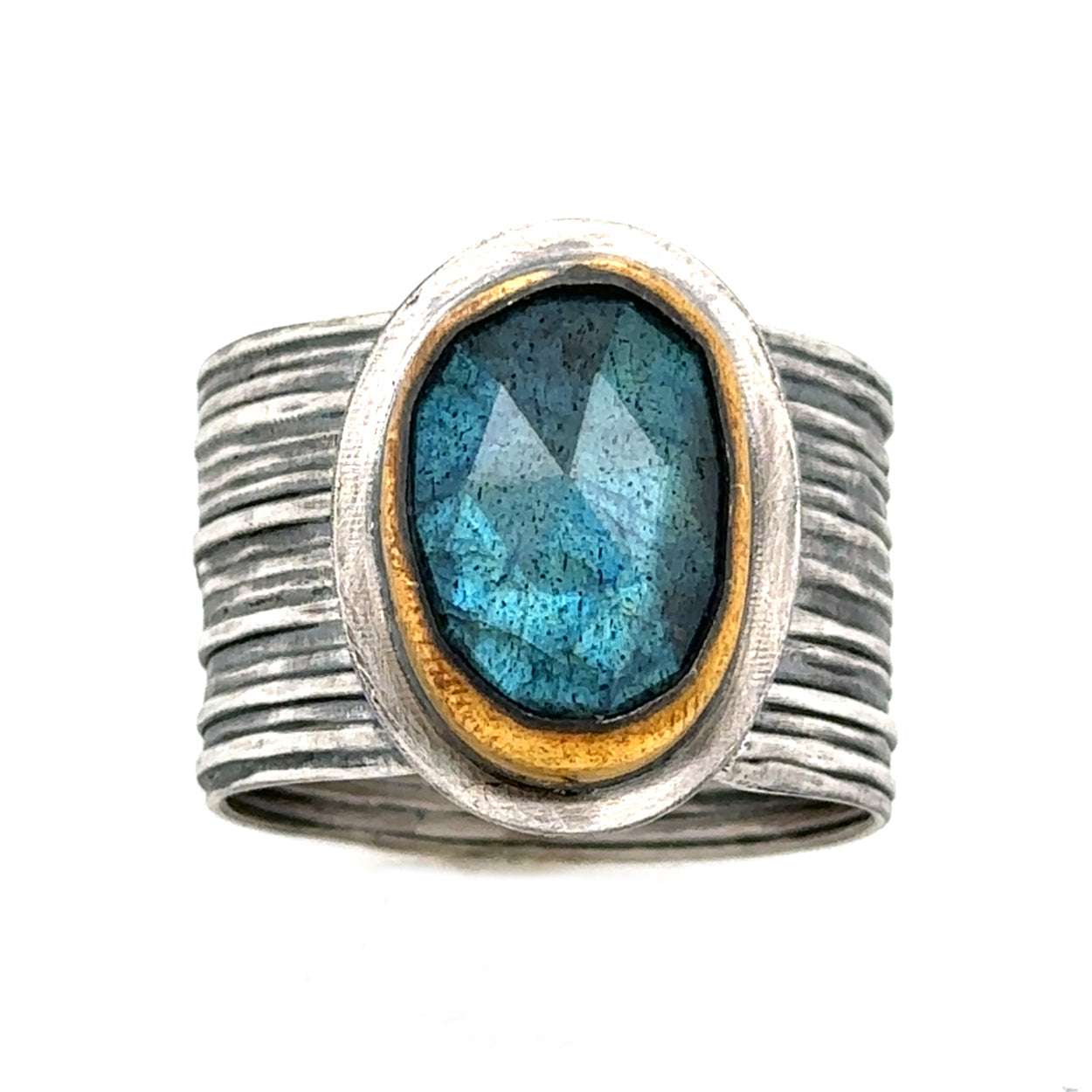 Labradorite Keum-Boo Ring on Adjustable Band
