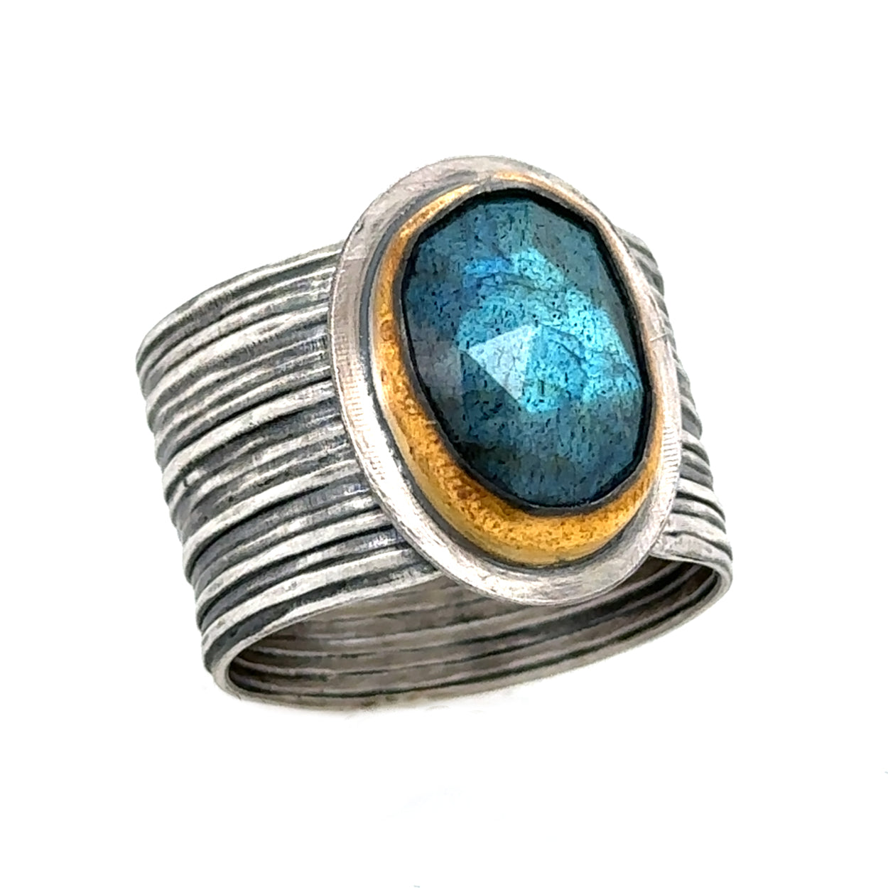 Labradorite Keum-Boo Ring on Adjustable Band