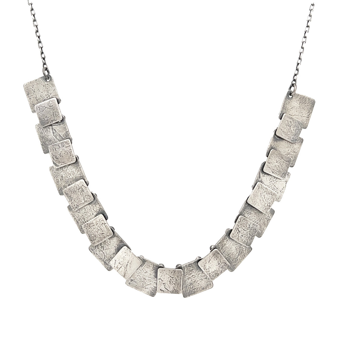 Oxidized Silver Layered Fringe Necklace