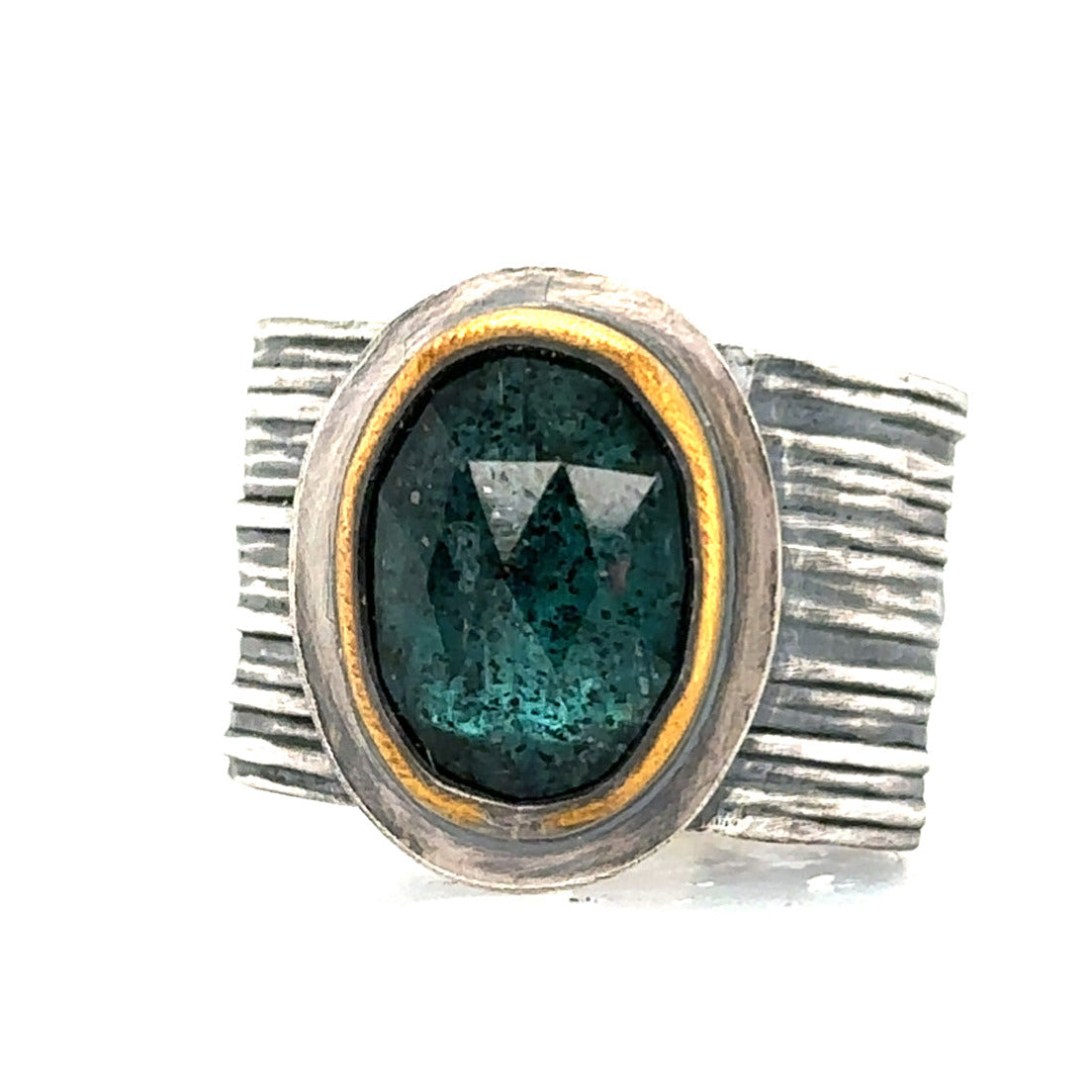 Teal Kyanite Keum-Boo Ring on Adjustable Band