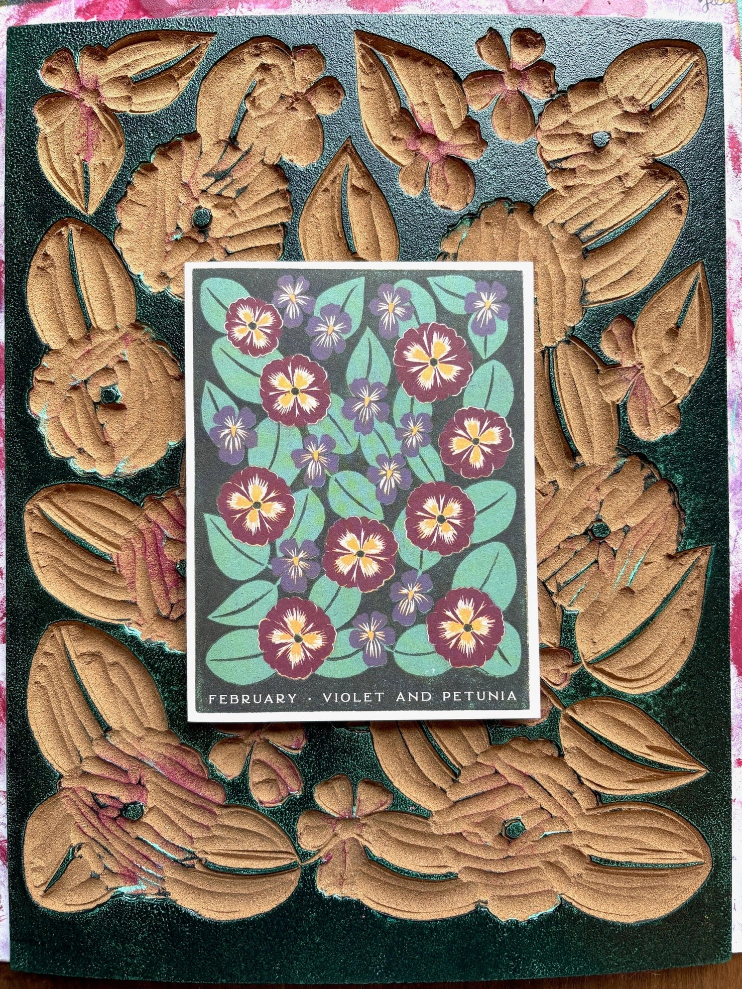 February Violet And Petunia Card