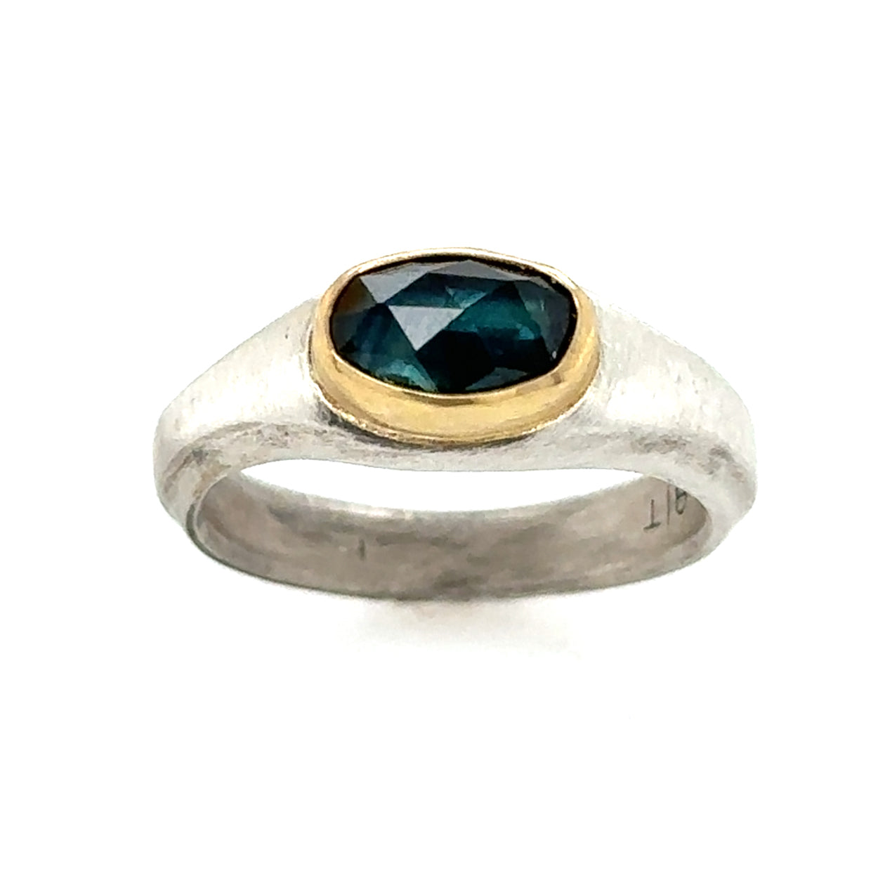Blue Spinel Carved Solitaire Ring