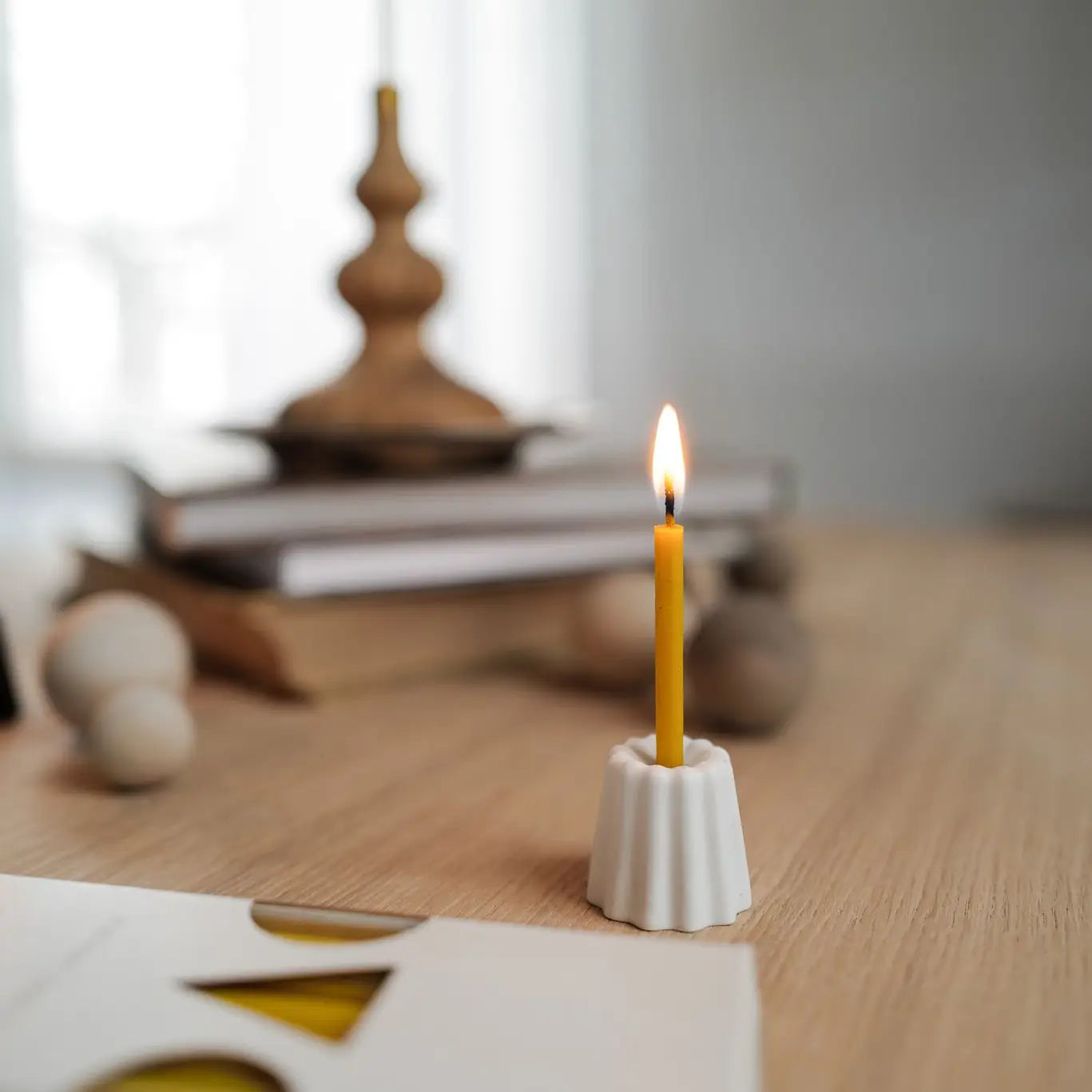 Fluted Porcelain Candle Holder - Matte White