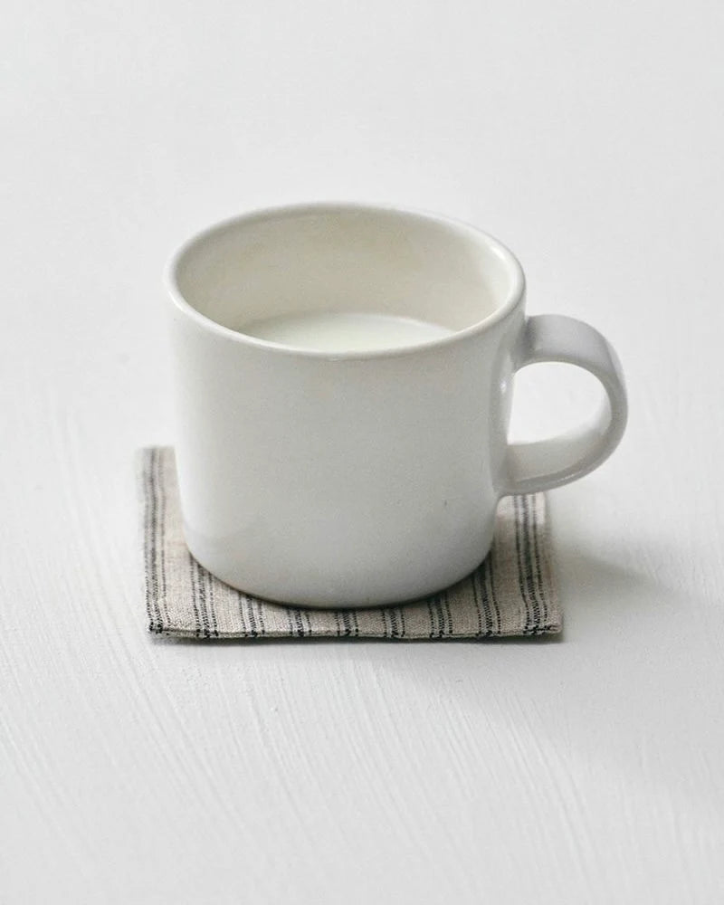 Fog Linen Coasters (Natural/Black Ticking Stripe)