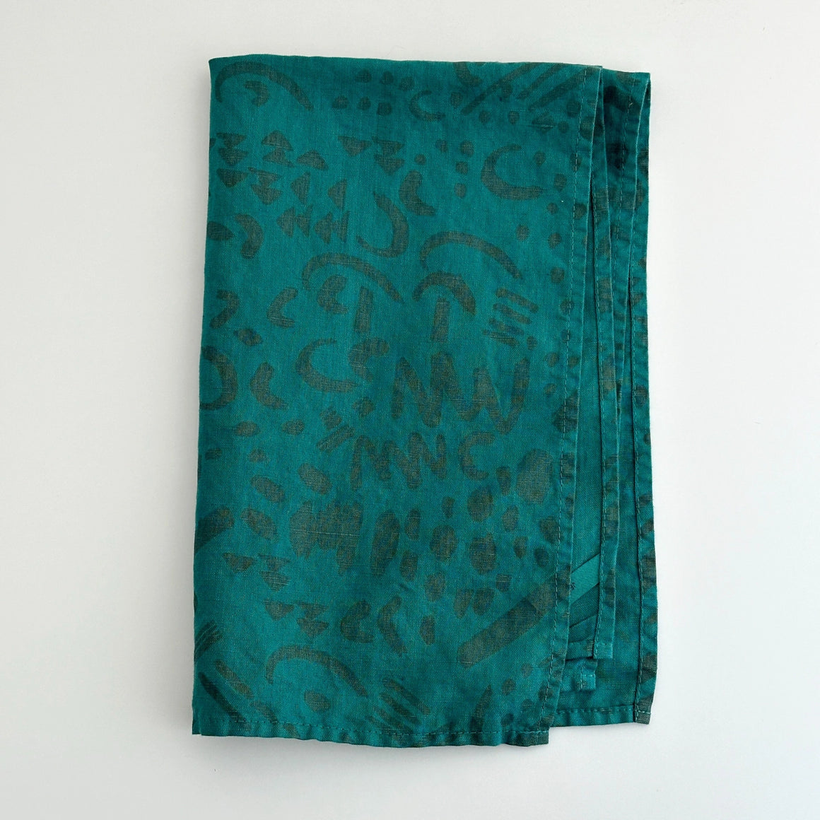 Teal Organic Dashes Tea Towel