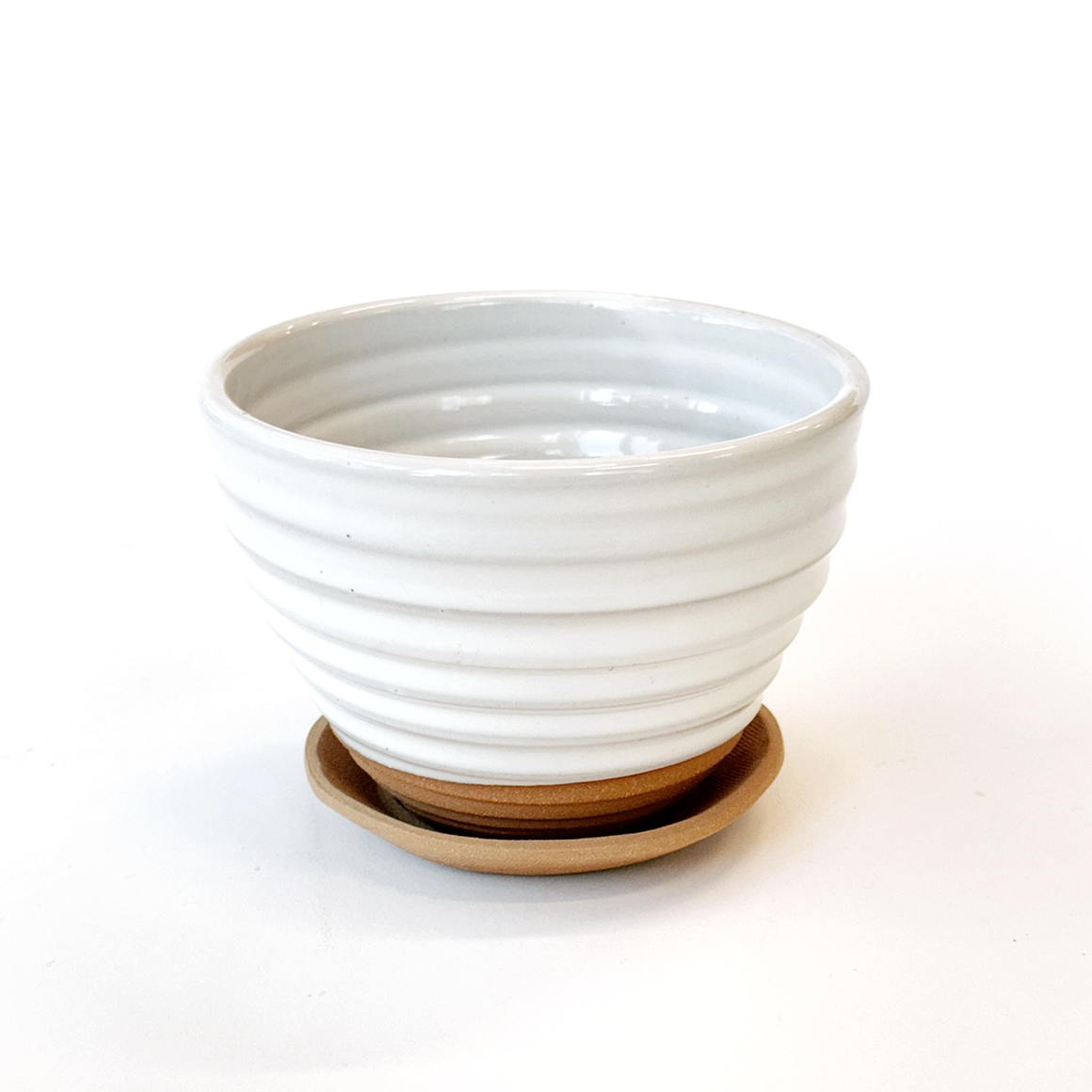 Large Grooved Planter - White