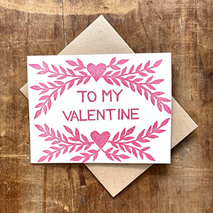 'To My Valentine' Block Printed Card