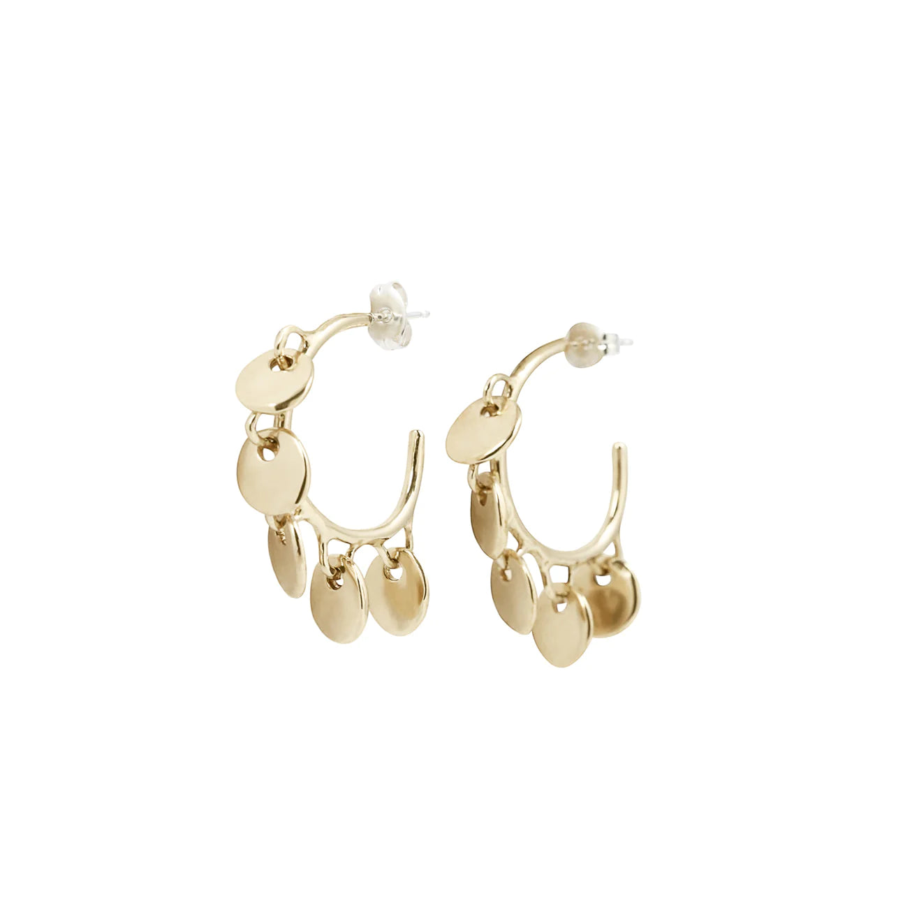 Brass Sirena Circle Charm Hoops