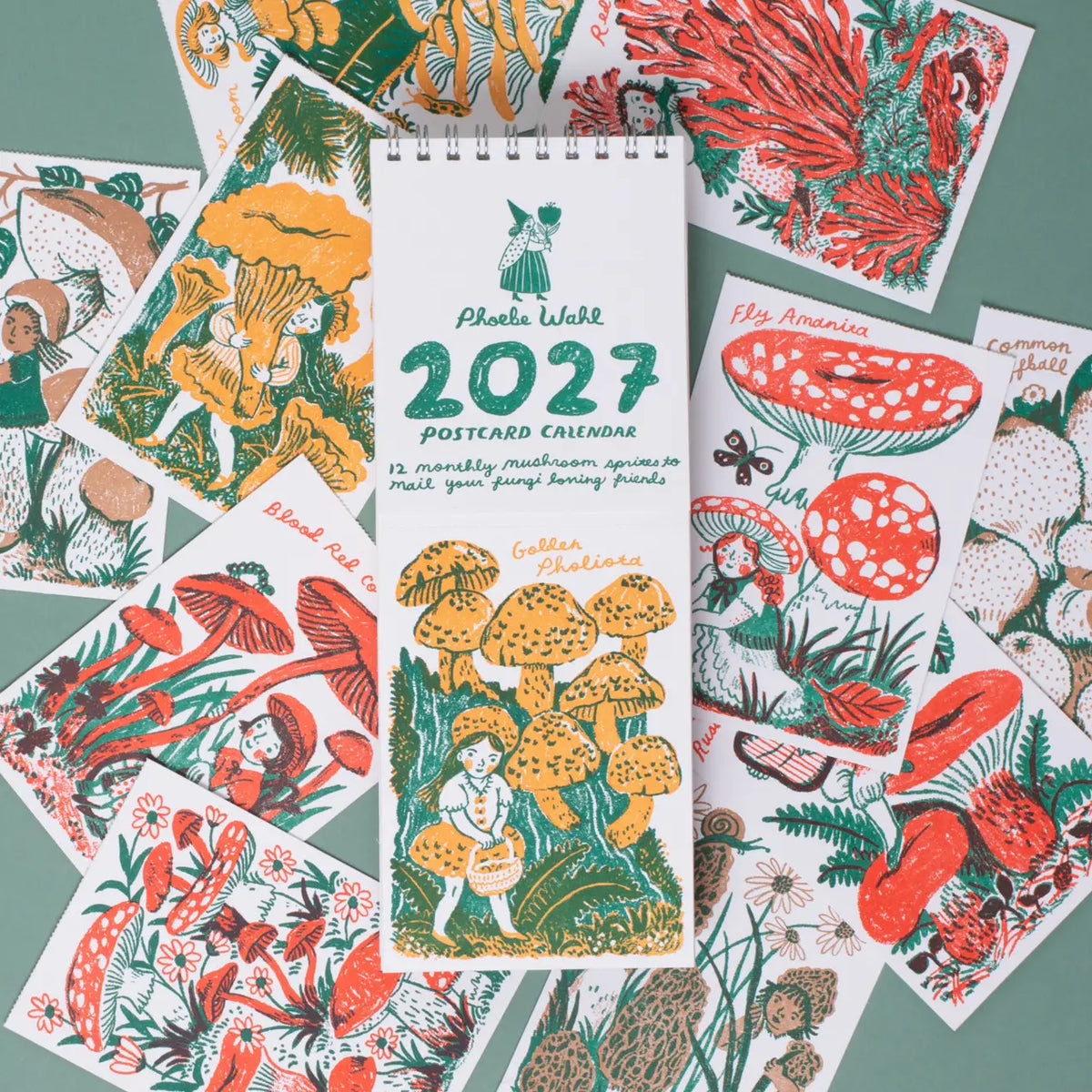 2027 Phoebe Wahl Gnomes & Mushrooms Postcard Calendar
