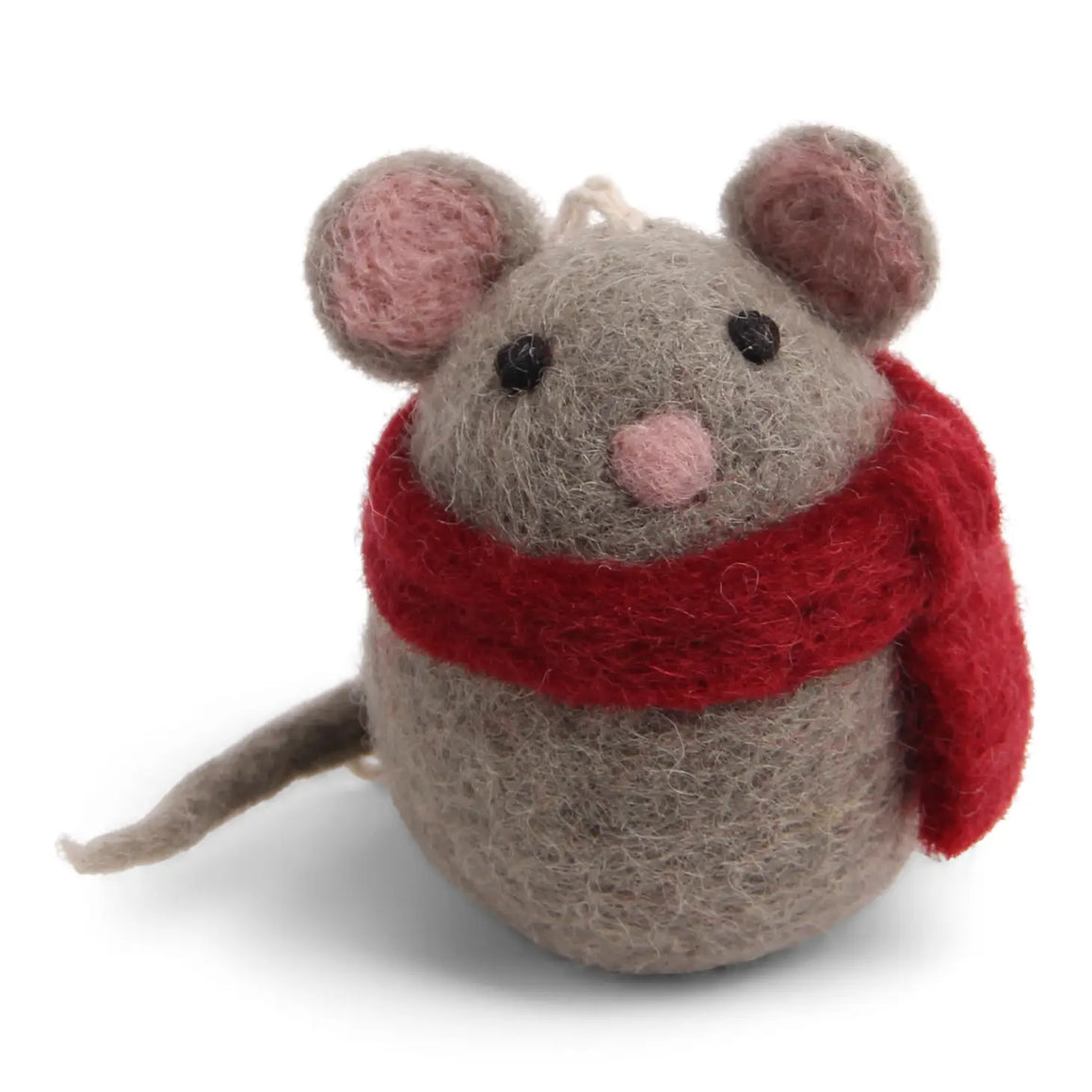 Felt Round Mouse in Scarf Ornament