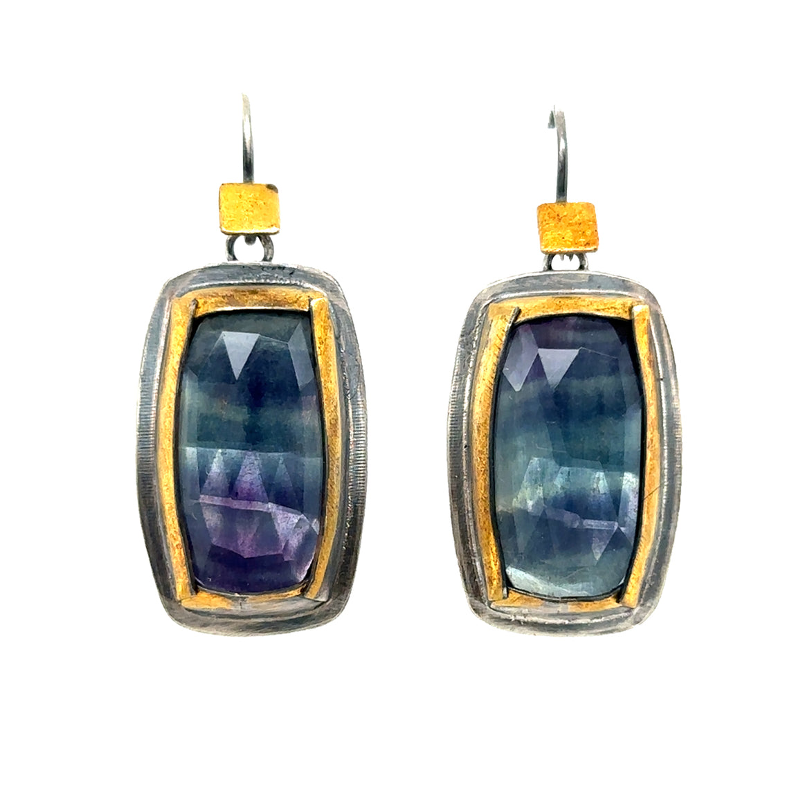 Rectangle Fluorite Keum-Boo Hook Earrings