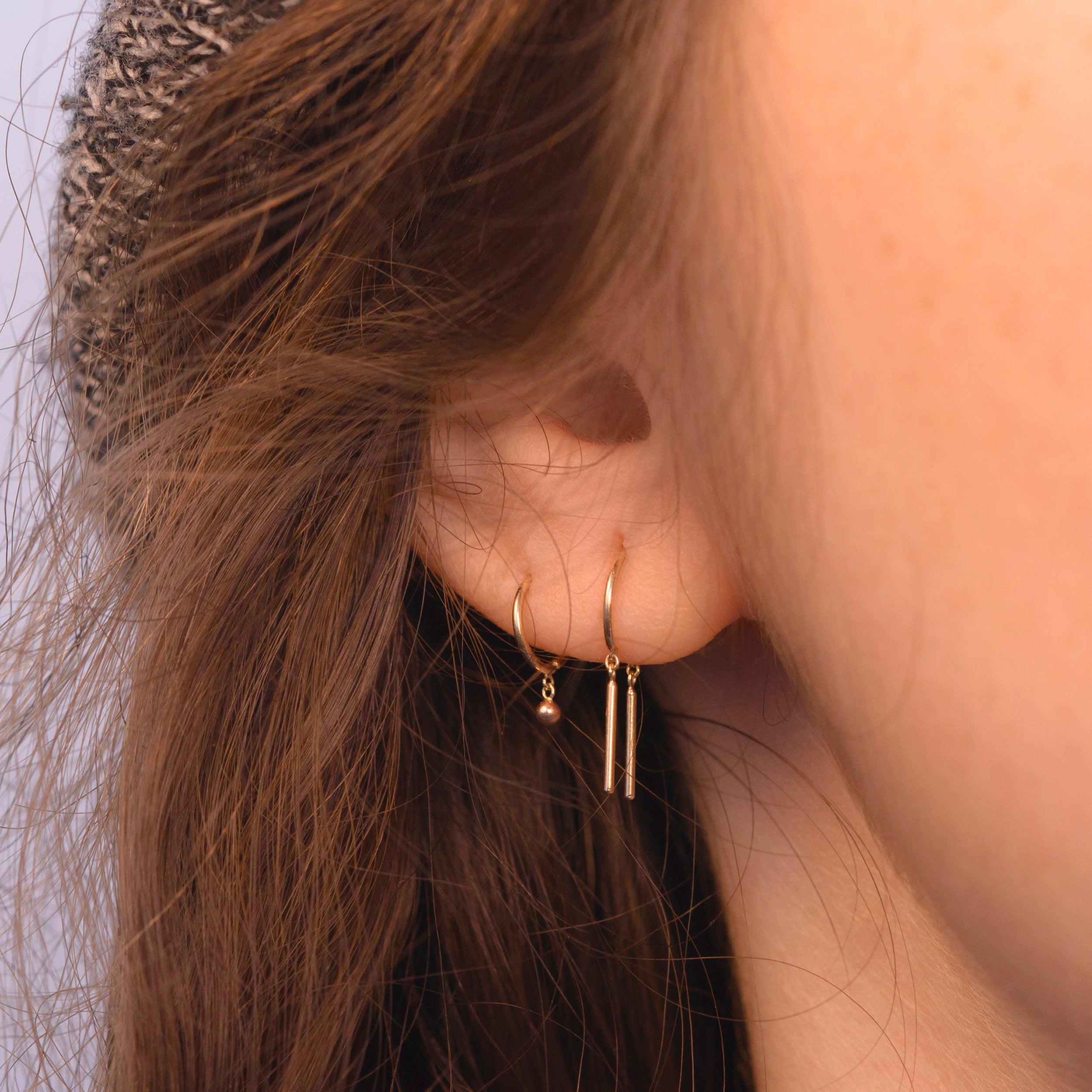Gold Infinity Hoop with Diamond Droplet