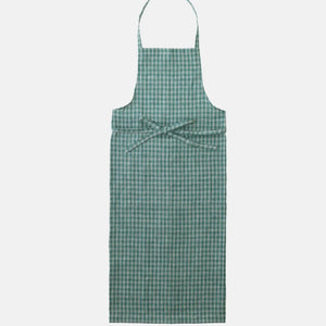 Linen Full Apron - Green Natural Plaid