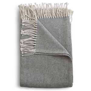 Cotton Herringbone Throw - Cloud