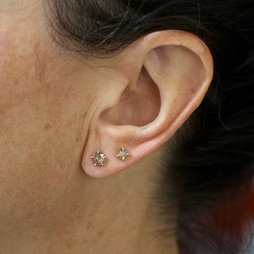 Cognac Rose Cut Diamond Studs