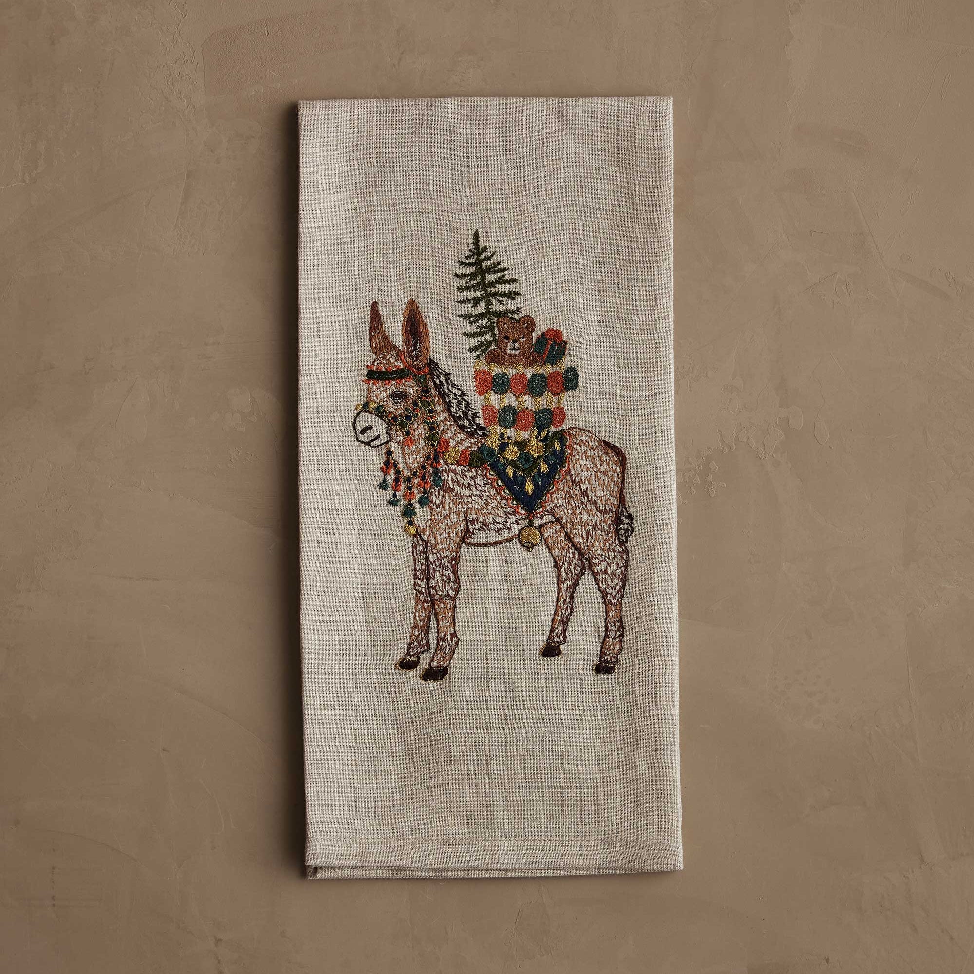 Christmas Donkey Tea Towel