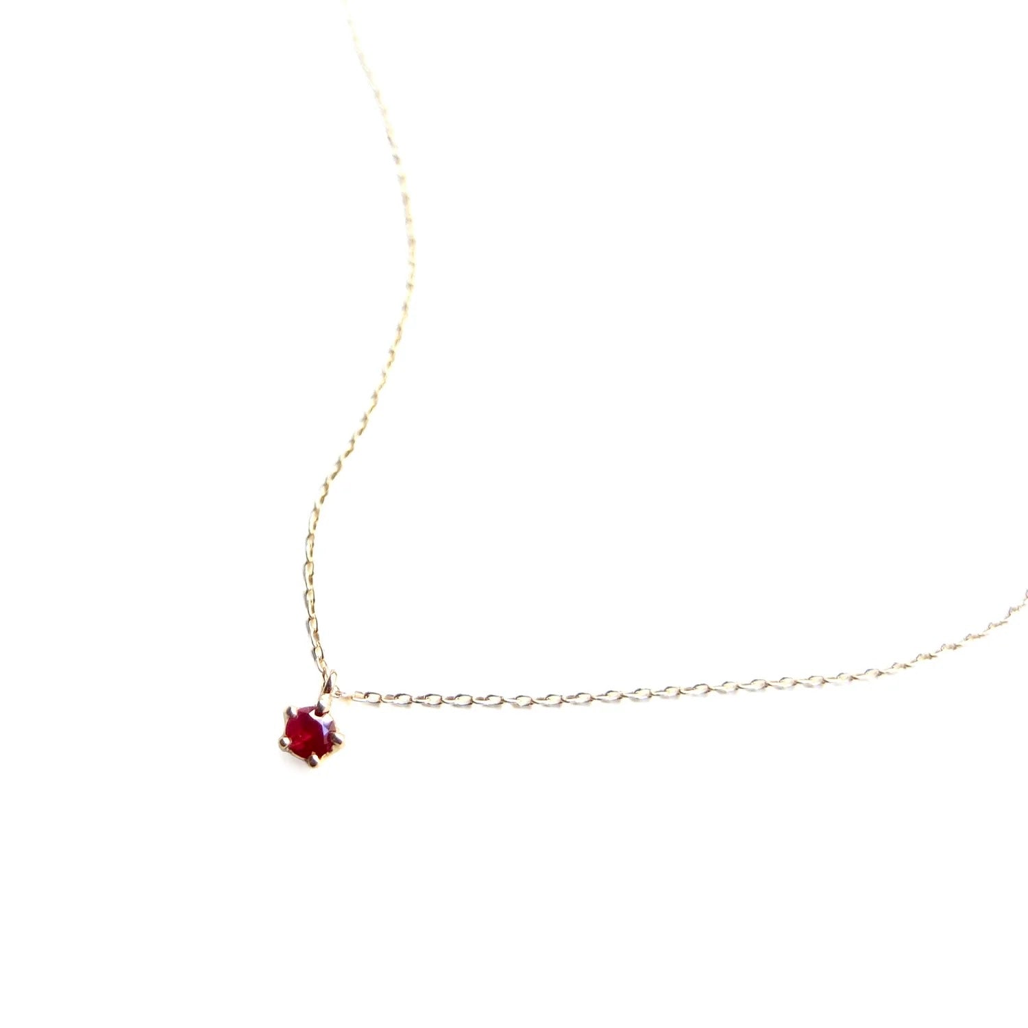 14k Rose Cut Ruby Drop Necklace