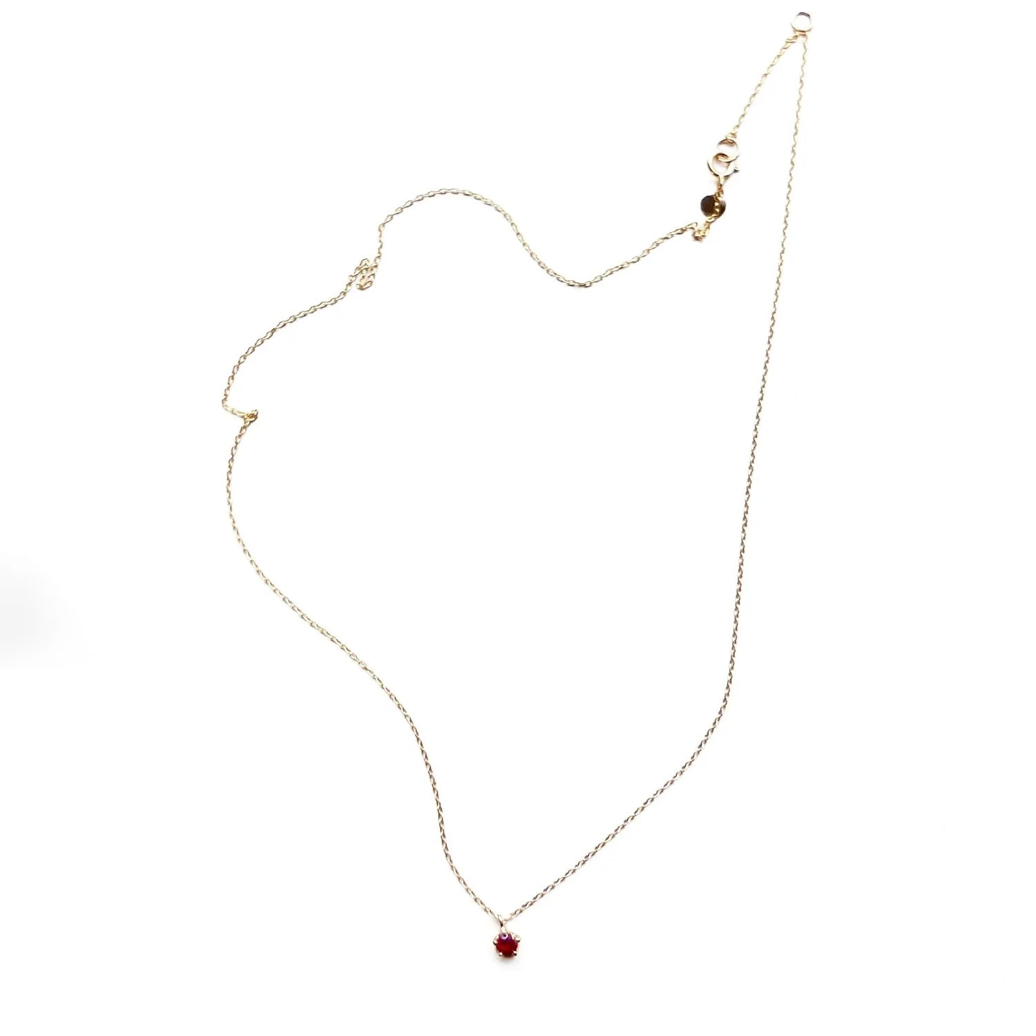 14k Rose Cut Ruby Drop Necklace