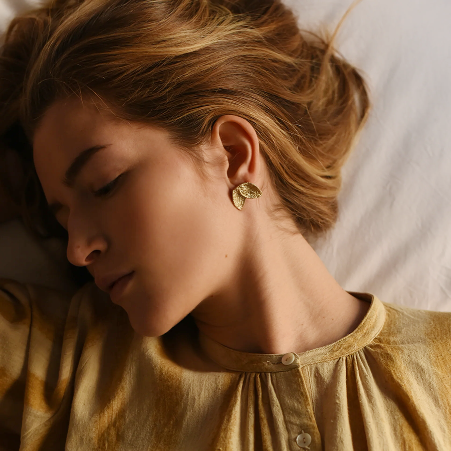 Brass Double Leaf Stud