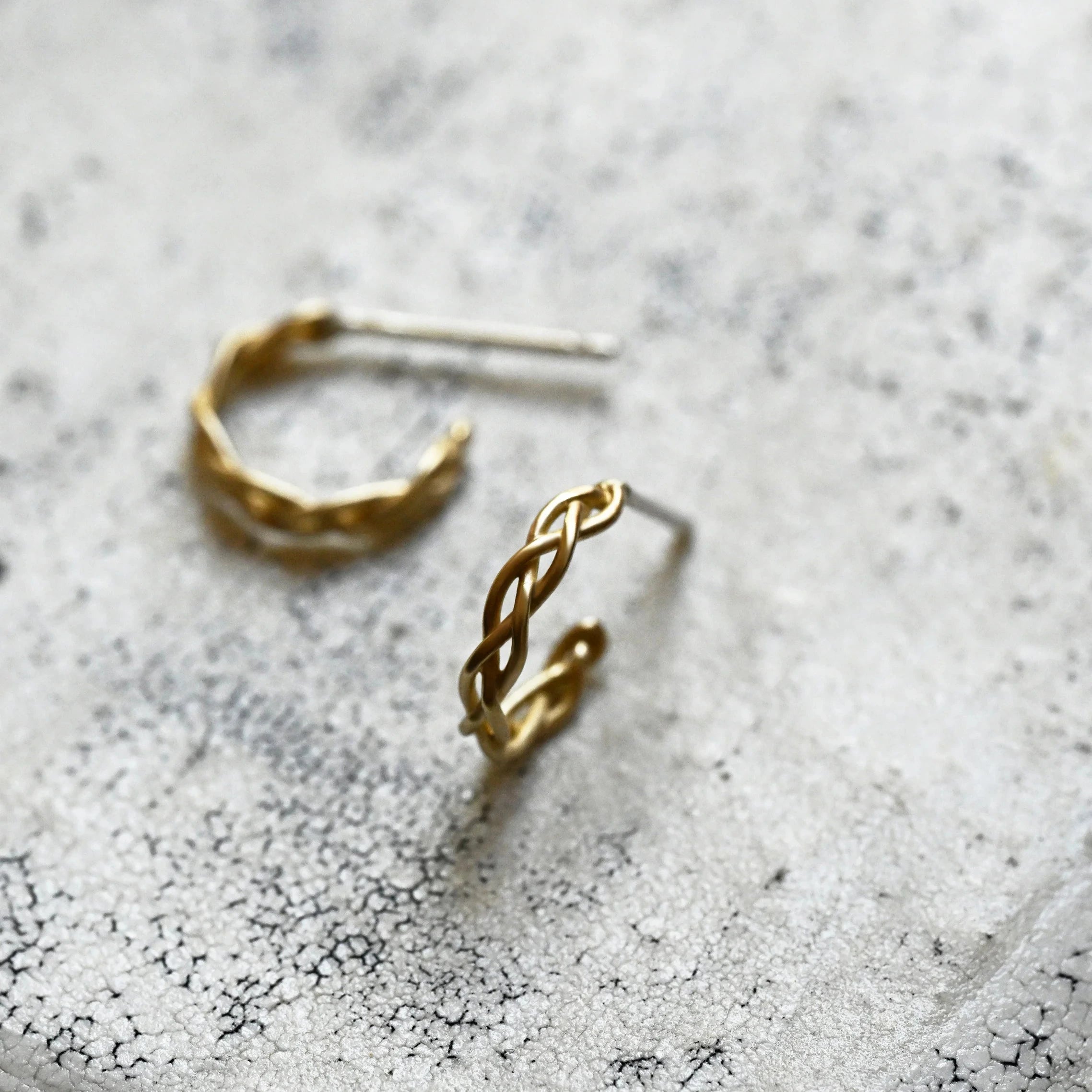 Small Braided Brass Hoop Earrings
