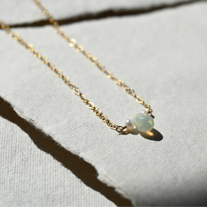 Opal Teardrop with Pearls Necklace