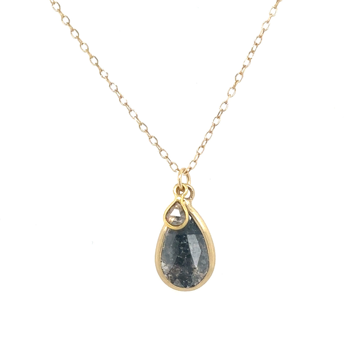 Teardrop Diamond Duo Necklace on Fine Chain