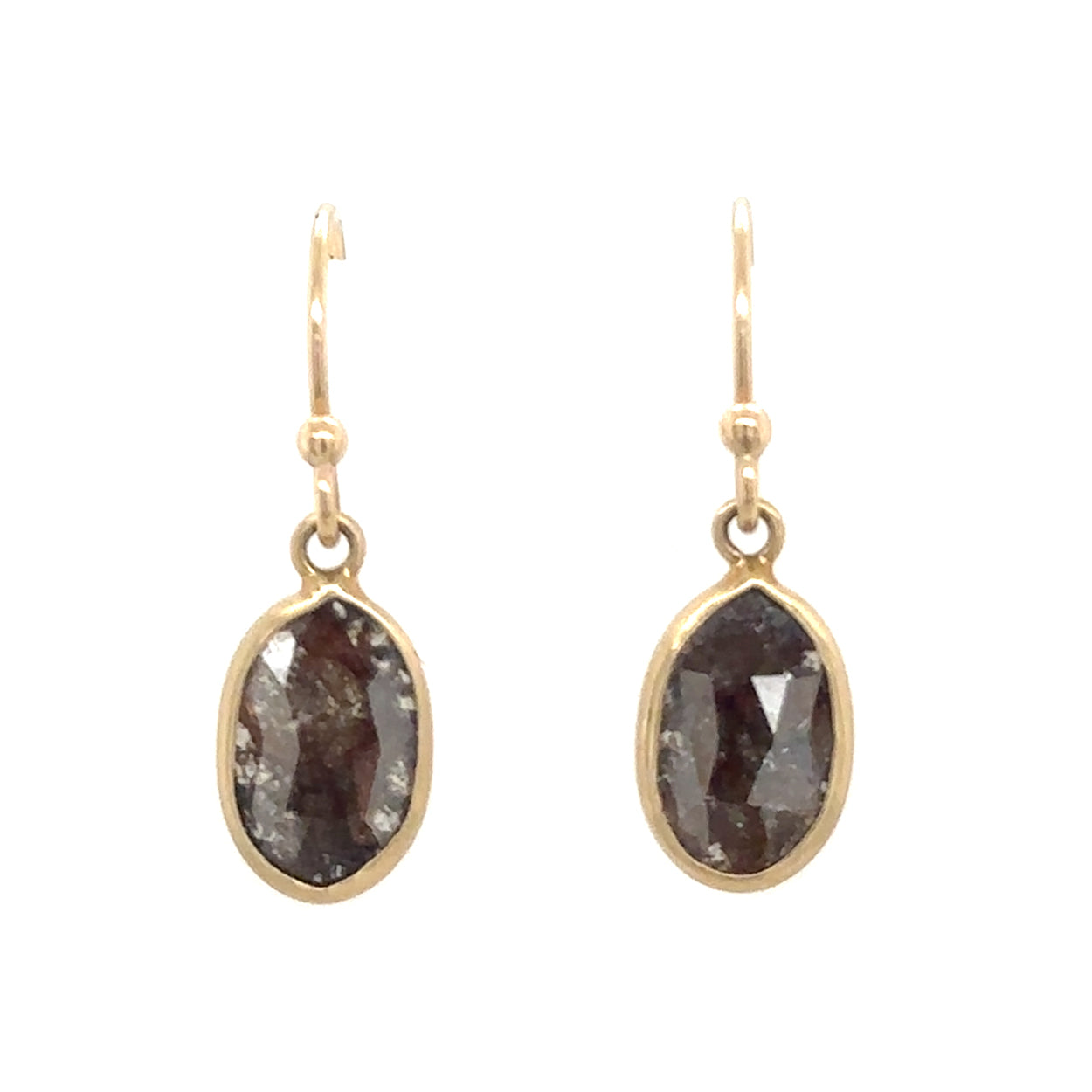 Bezel Rustic Diamond Dangle Earrings