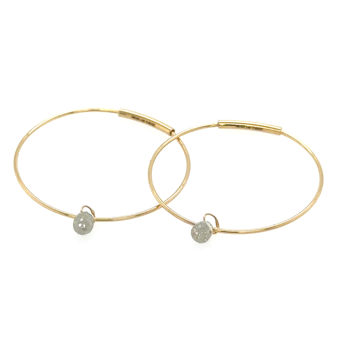 14k Diamond Briolette Hoops
