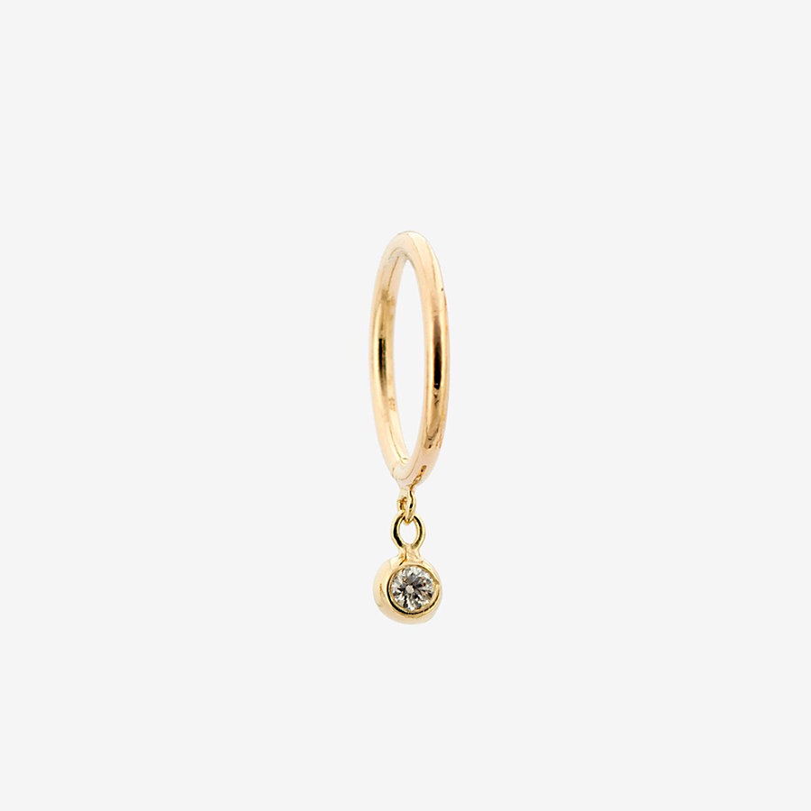 Gold Infinity Hoop with Diamond Droplet - SINGLE