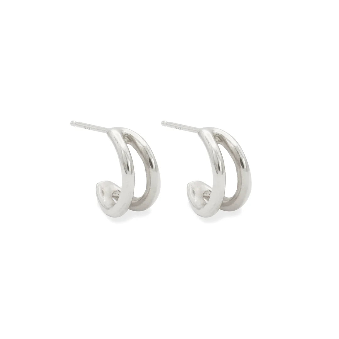 Silver Gemella Hoops