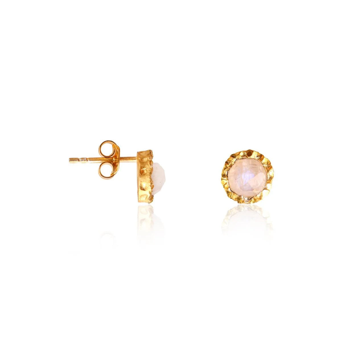 Faceted Moonstone Bezel Studs