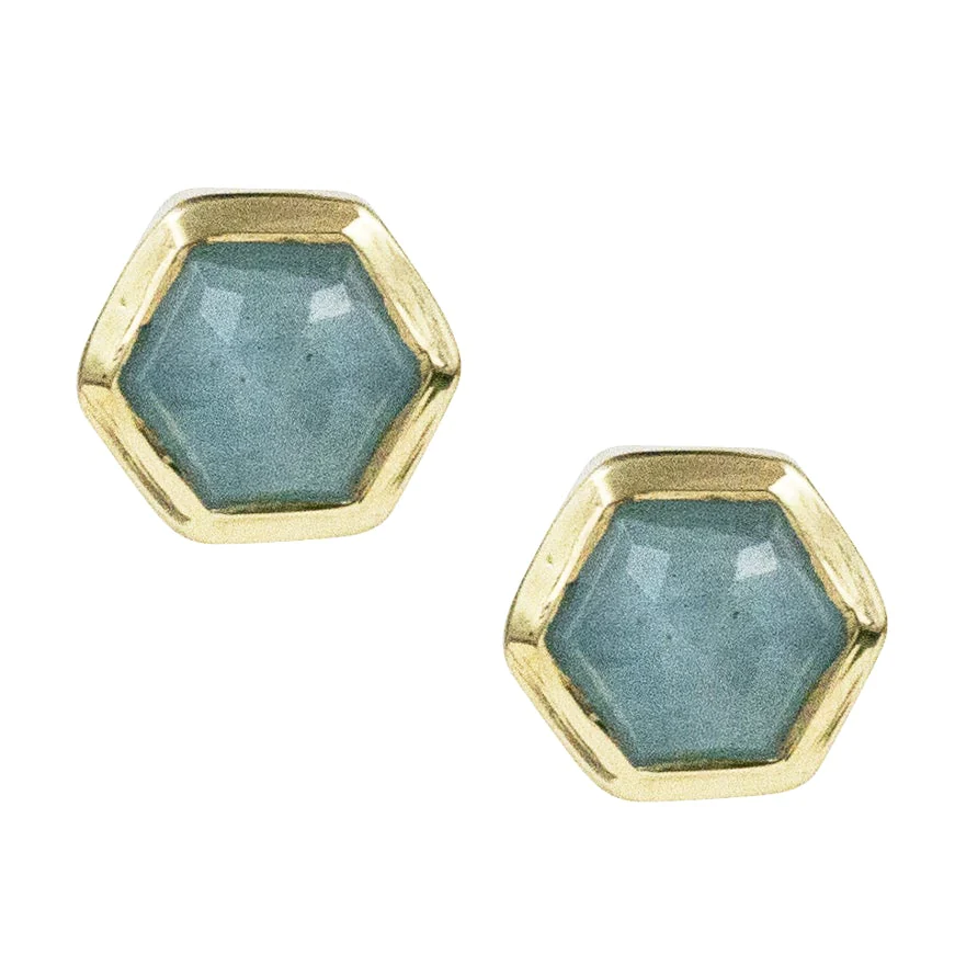 Vermeil Hex Gemstone Studs