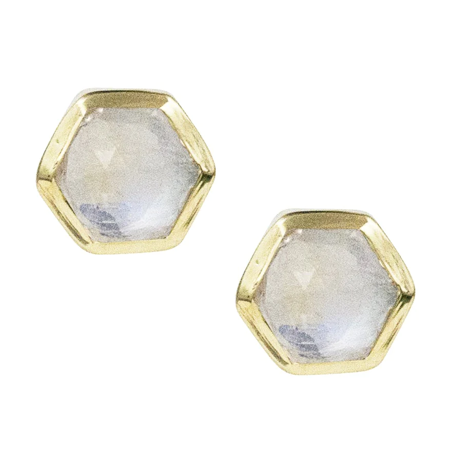 Vermeil Hex Gemstone Studs