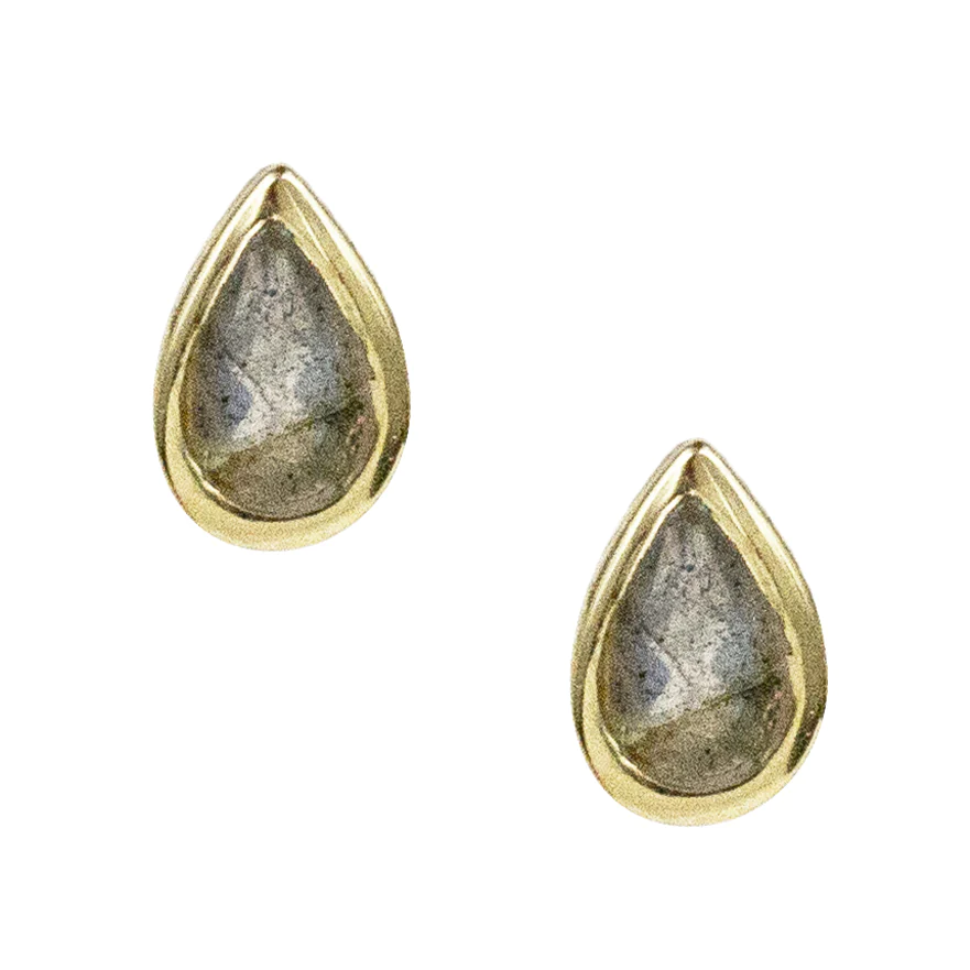 Vermeil Pear Gemstone Studs