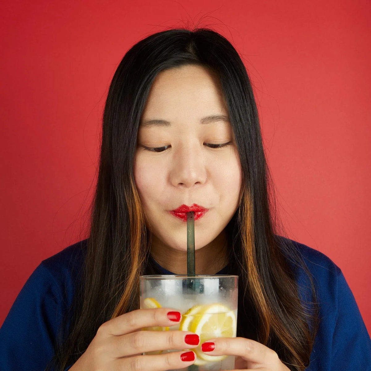 Essential Glass Straw Set - Clear, Blue + Green