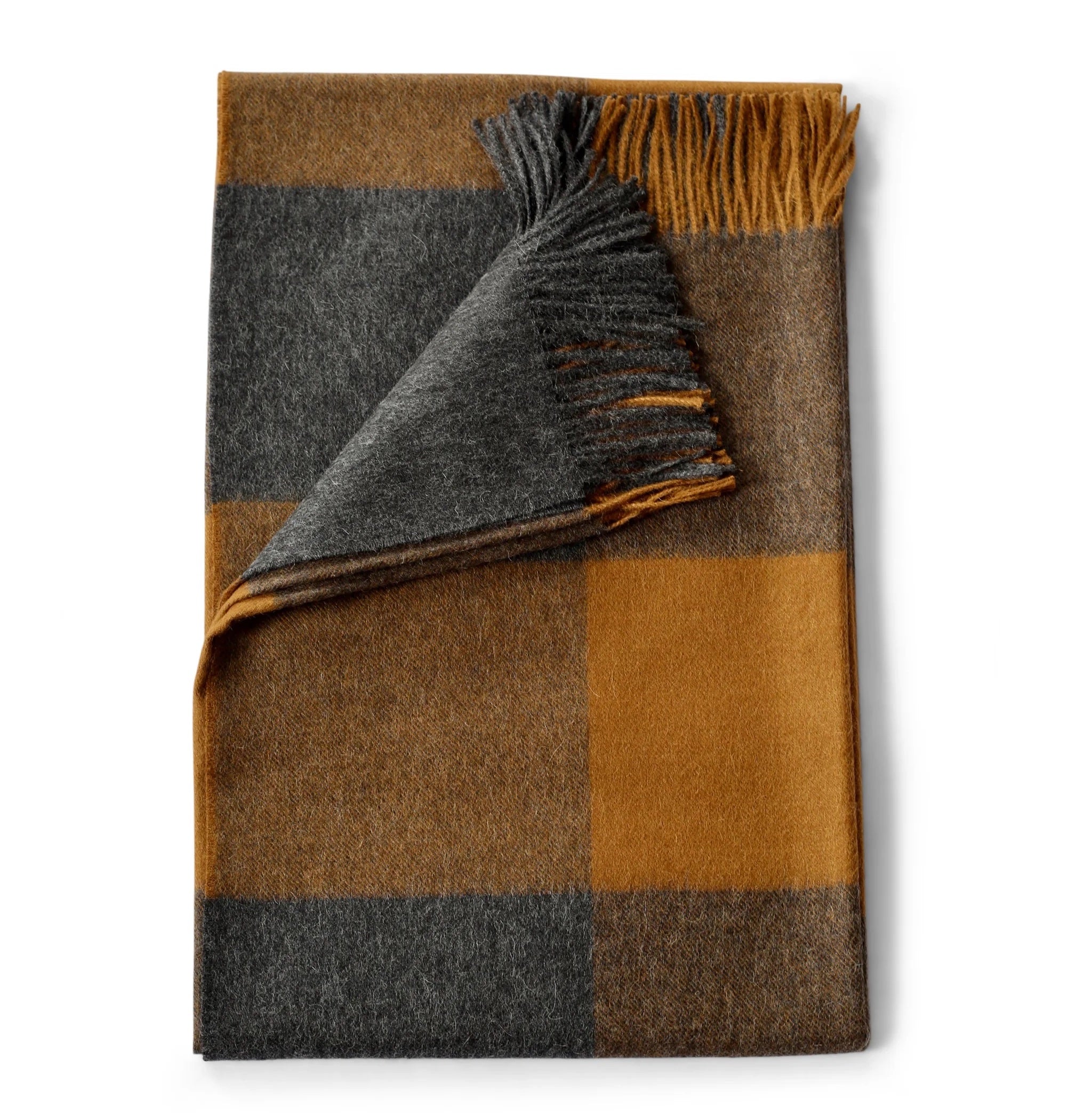 Baby Alpaca Throw - Amber Plaid