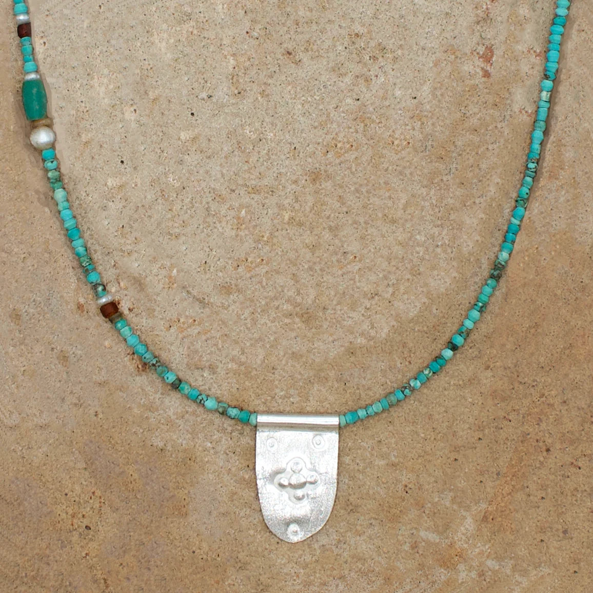 Silver Shield Earth + Sky Talisman Turquoise Necklace