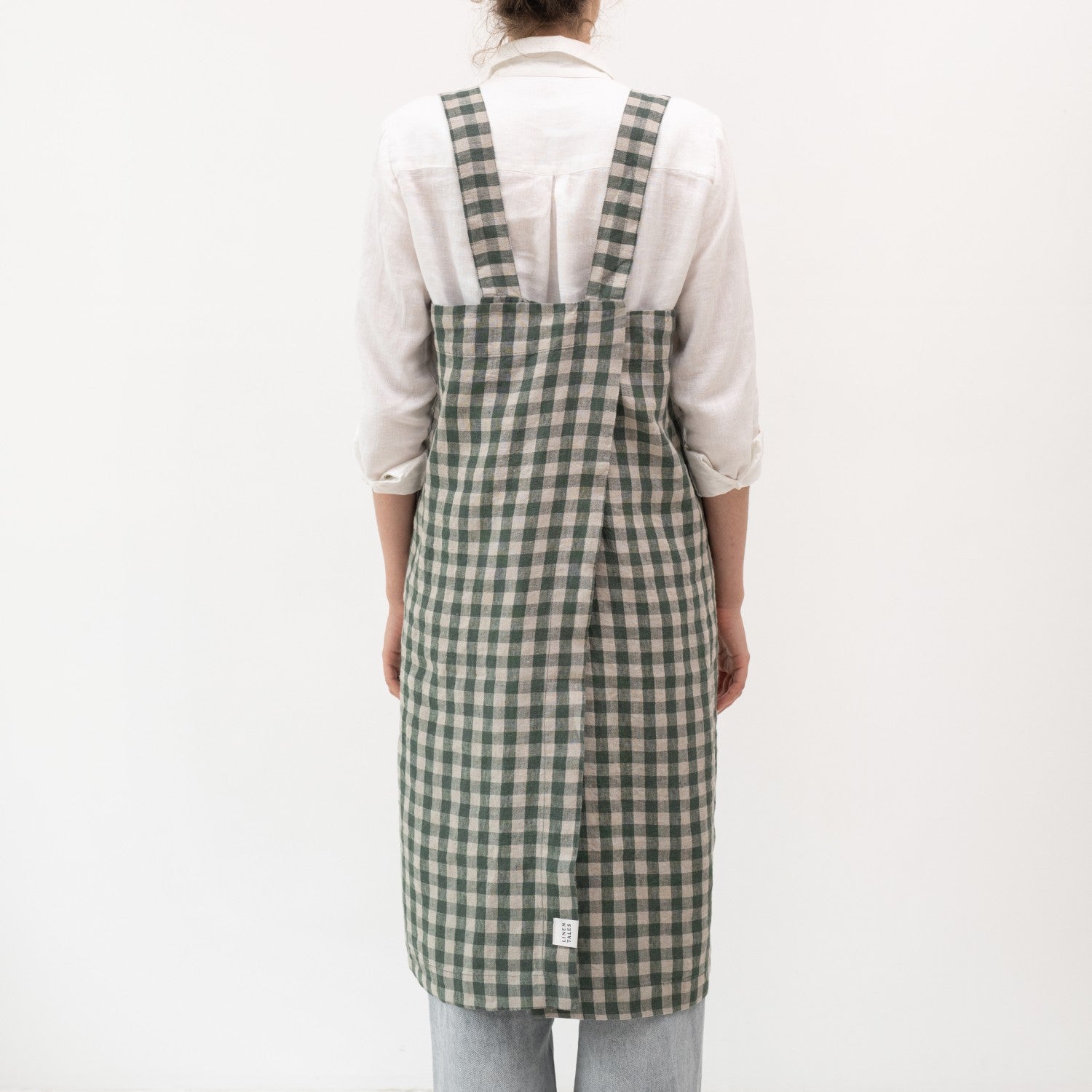 Linen Tales Pinafore Apron - Gingham Forest Green