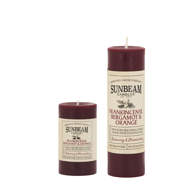 Beeswax Pillar - Frankincense, Bergamot & Orange