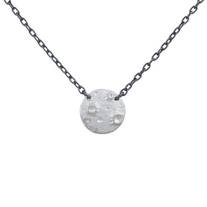 Silver Full Moon Pendant Necklace