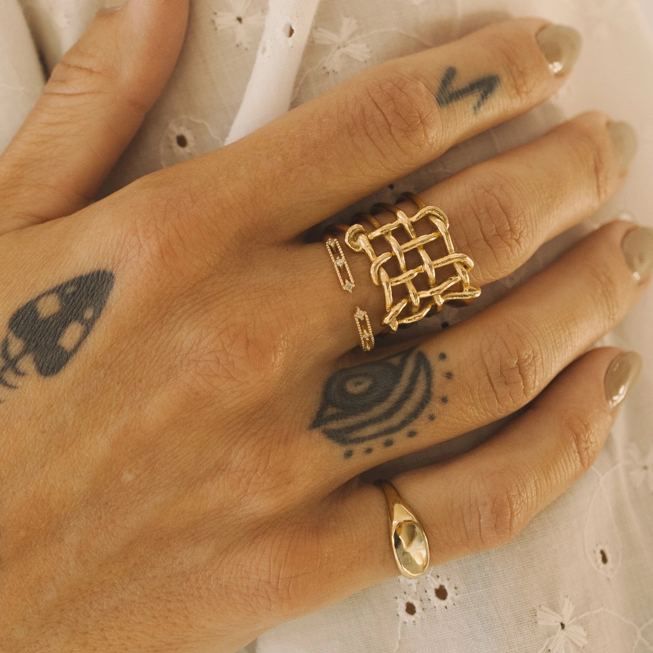 Gold Basketweave Ring