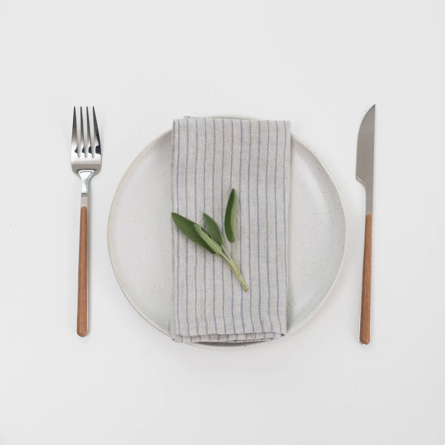 Linen Napkins Set/2 Grey Pinstripe