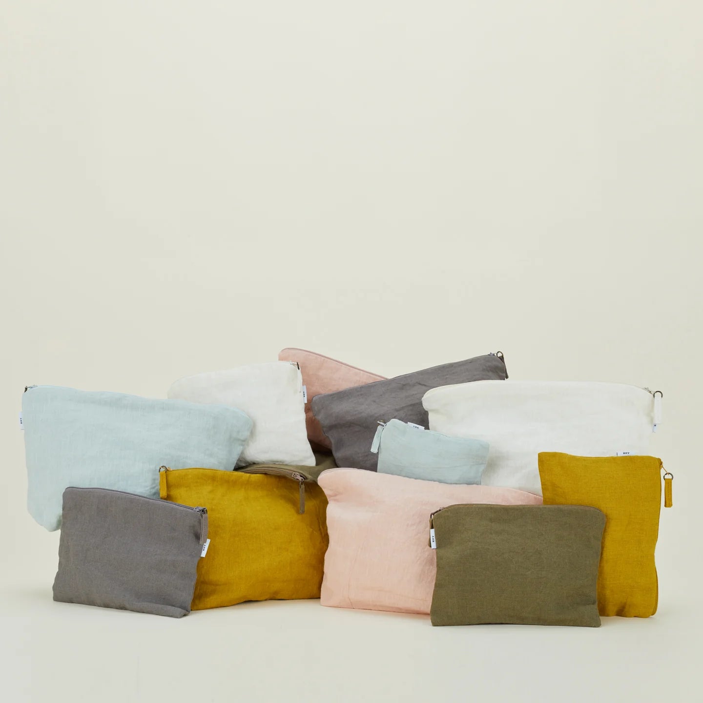 Simple Linen Pouch - Grey