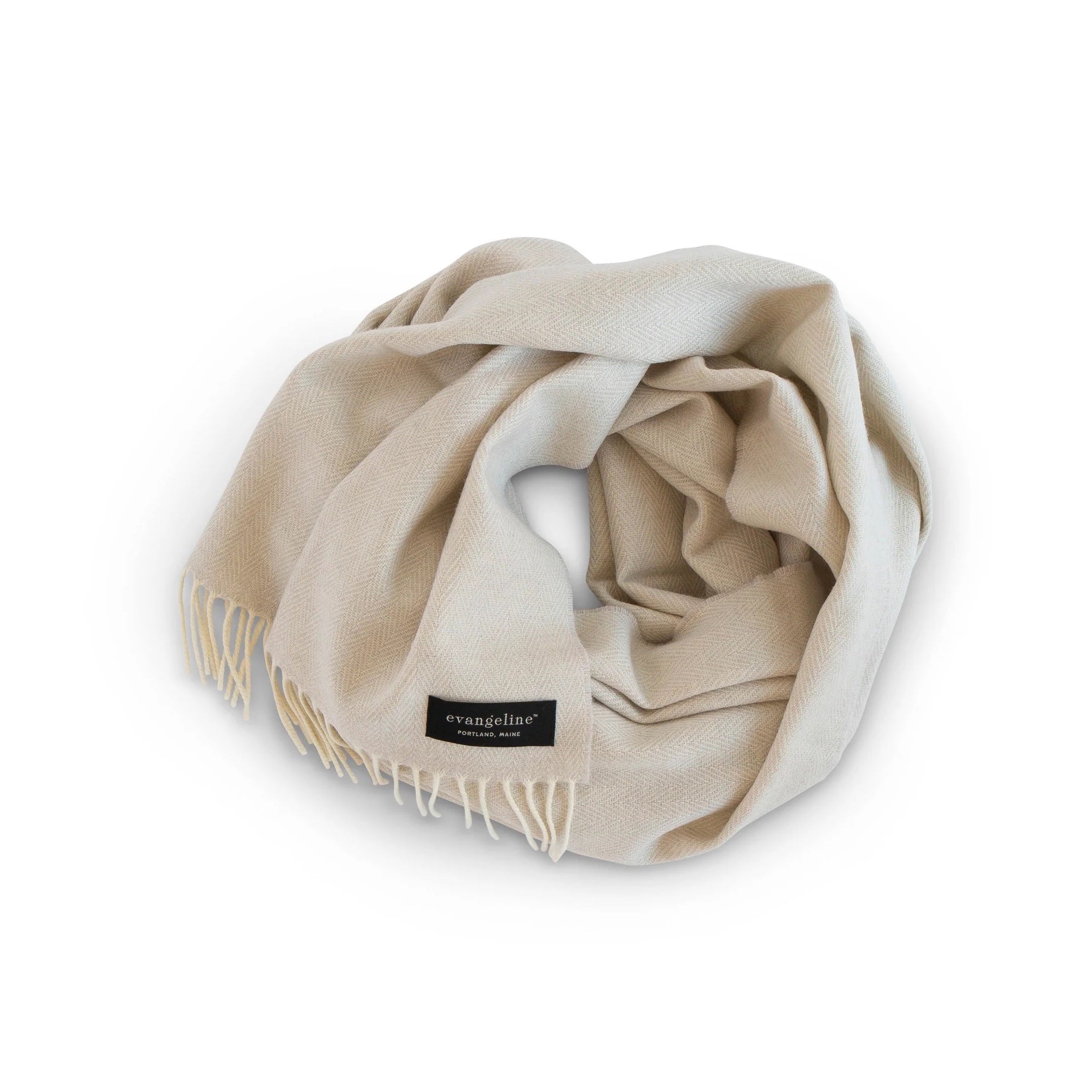 Merino + Cashmere Wool Scarf - Herringbone Cream