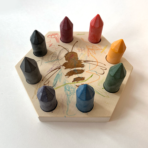 Beeswax Crayons + Wooden Caddy