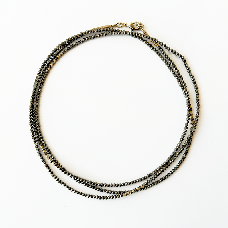 Beaded Elegance Necklace - Pyrite