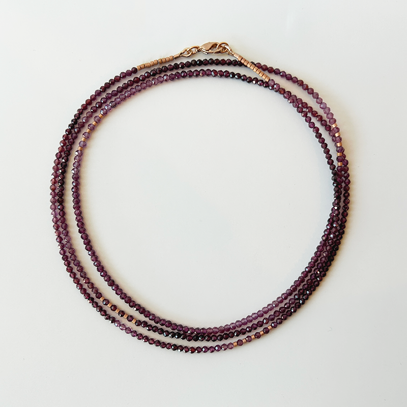 Beaded Elegance Necklace - Garnet