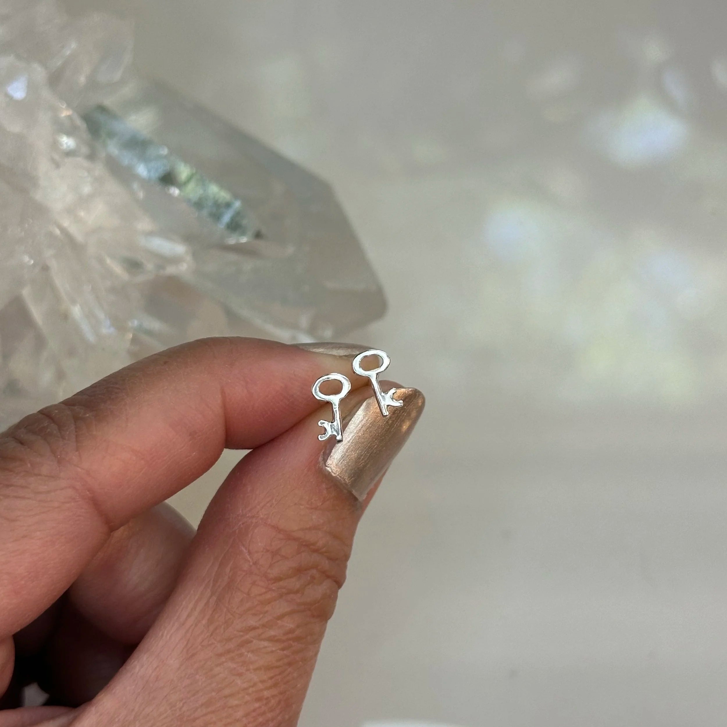 Silver Key Studs