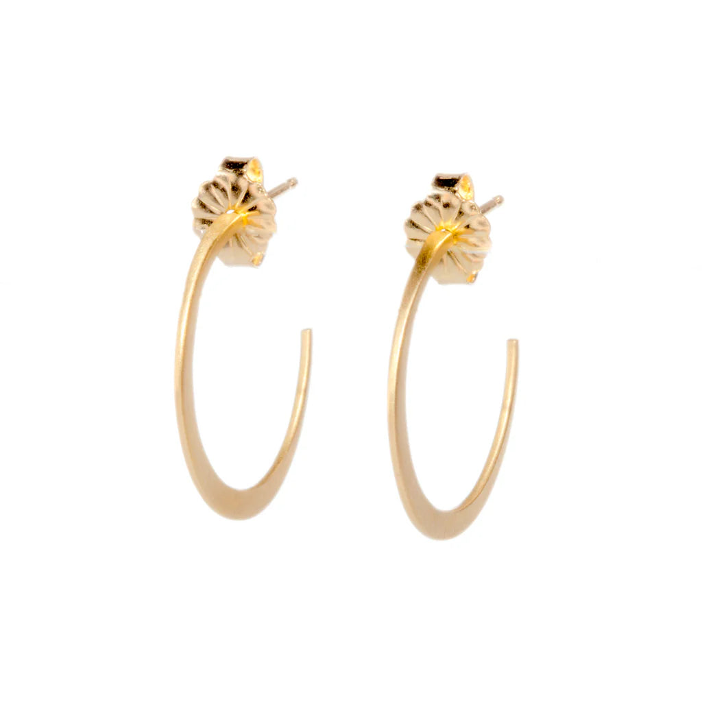 14k Crescent Hoop Studs