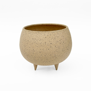 Footed Planter - Speckled Tan